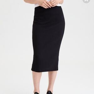 New Black Midi Skirt American Eagle L